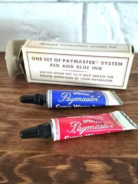 1960s Paymaster Ink Tubes, Check Writer Ink, With Original Box, Made In USA